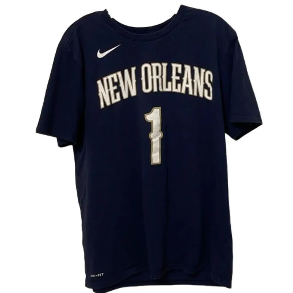 Nike NBA Navy Blue T-Shirt Adult Large New Orleans Pelicans #1 Zion Williamson